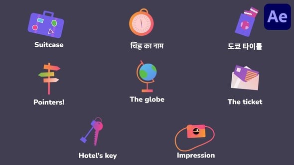 Download Travel Icons And Titles for After Effects – Videohive