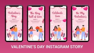 Flat 2D Character Valentines day Instagram Story