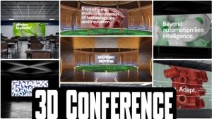 Futuristic 3D Conference Stage Display Mockups