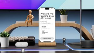 Phone 16 Pro Gaming Scene Screen Mockup