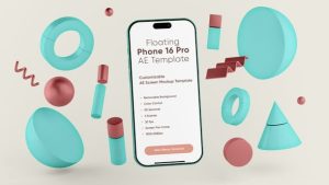 Floating Phone 16 Pro Screen Mockup Template